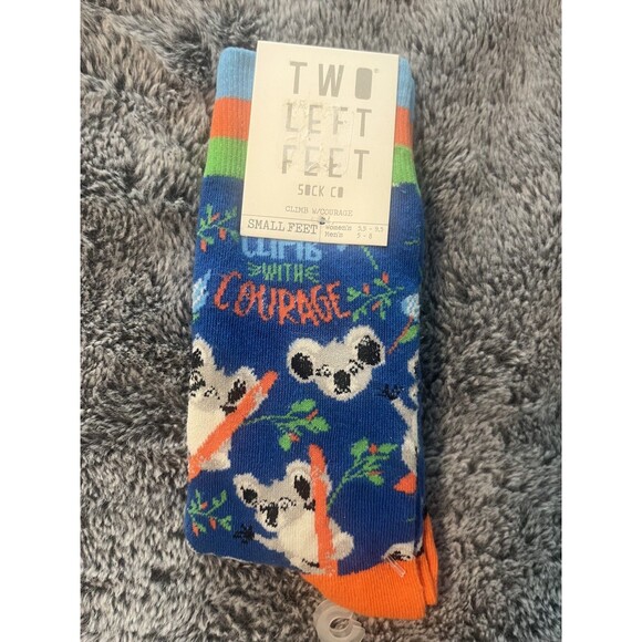 NWT Two Left Feet Sock Co Climb w/ Courage Koala Bear Novelty Socks - Picture 1 of 2